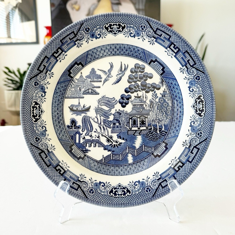Churchill England Blue Willow Dinner Plates Set/4 10 1/4'' Lion Head Flow Blue - Picture 4 of 13